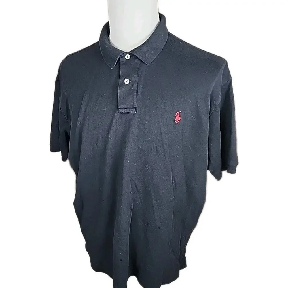 Polo Ralph Lauren Mens Short Sleeve Pony Polo Cotton Size XL Black
